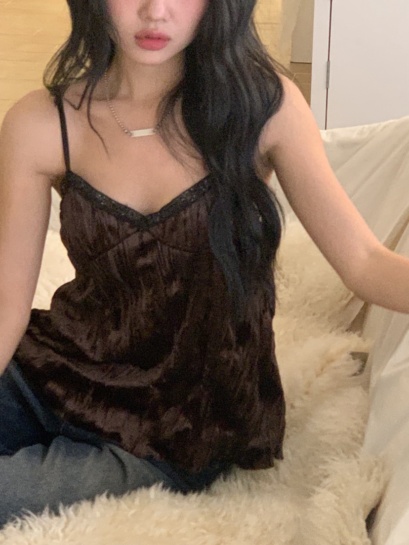 SUNDER MARKET韓國代購㊣女士新品休閑推薦吊帶背心天鵝絨SUNDER MARKET吊帶/背心圖色2