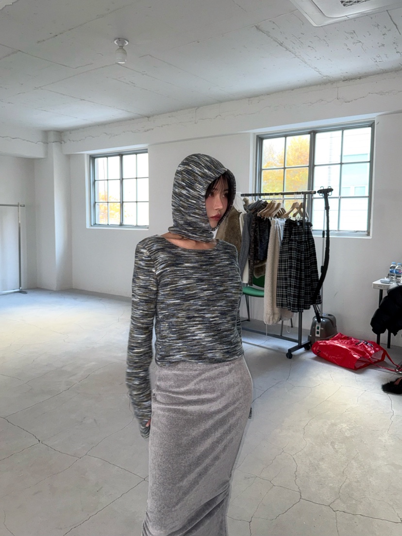 AWESOMESAUCE東大門㊣實拍女裝新品25秋冬推薦長袖T恤含帽子AWESOME SAUCE長袖T恤