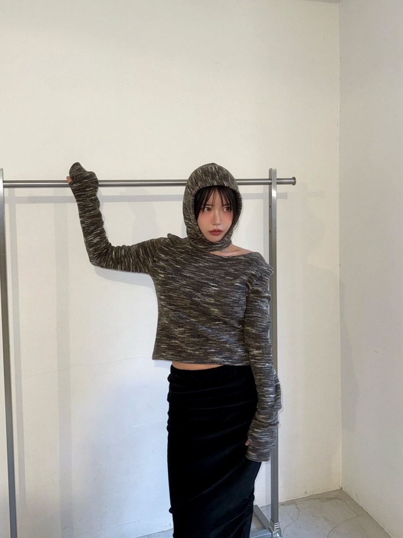 AWESOMESAUCE東大門㊣實拍女裝新品25秋冬推薦長袖T恤含帽子AWESOME SAUCE長袖T恤