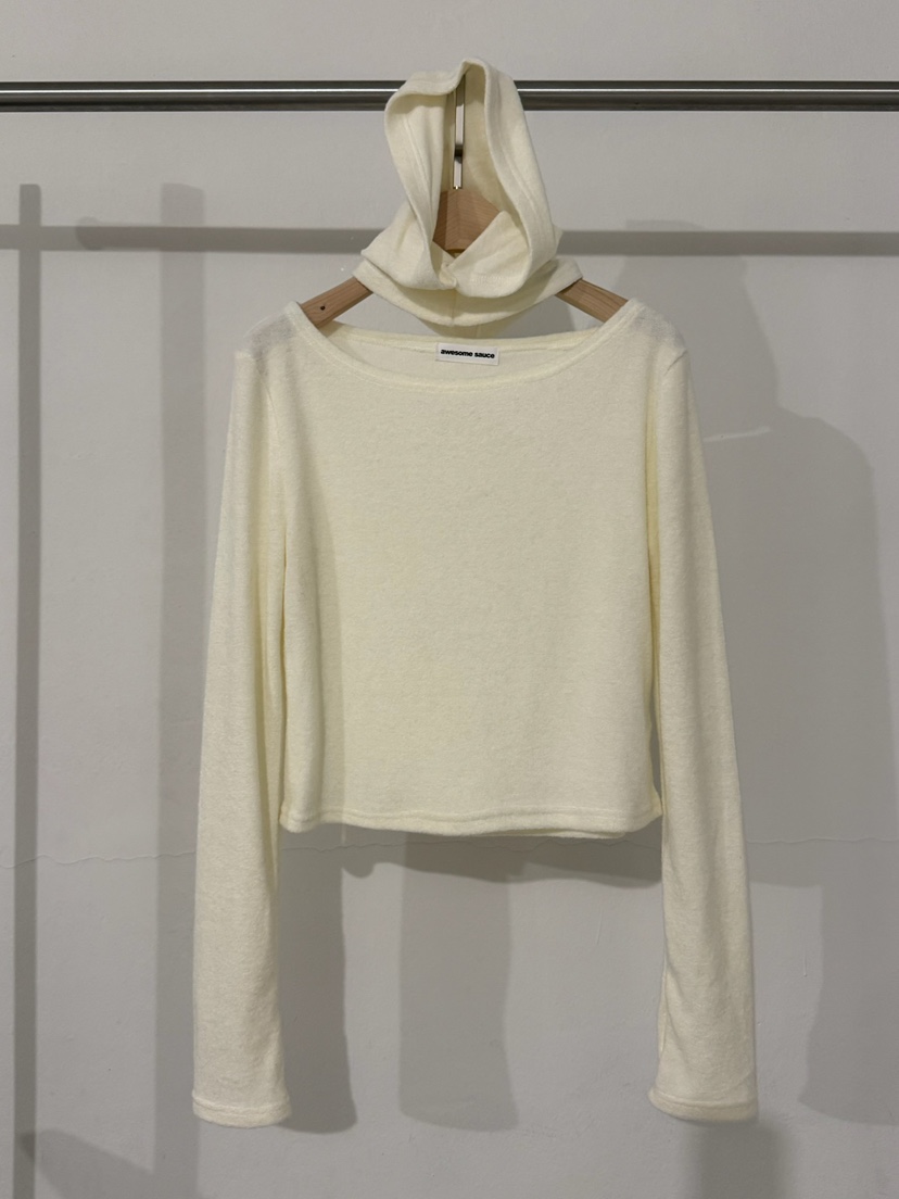 AWESOMESAUCE東大門㊣實拍女裝新品25秋冬推薦長袖T恤含帽子AWESOME SAUCE長袖T恤圖色1