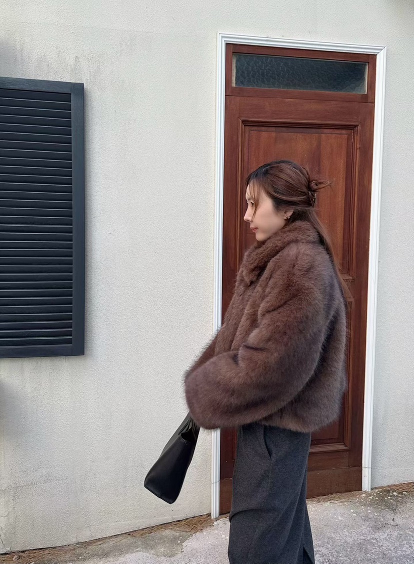 BINUS東大門㊣代購女士新品人氣時尚25秋冬推薦短款大衣狐貍BINUS短款大衣