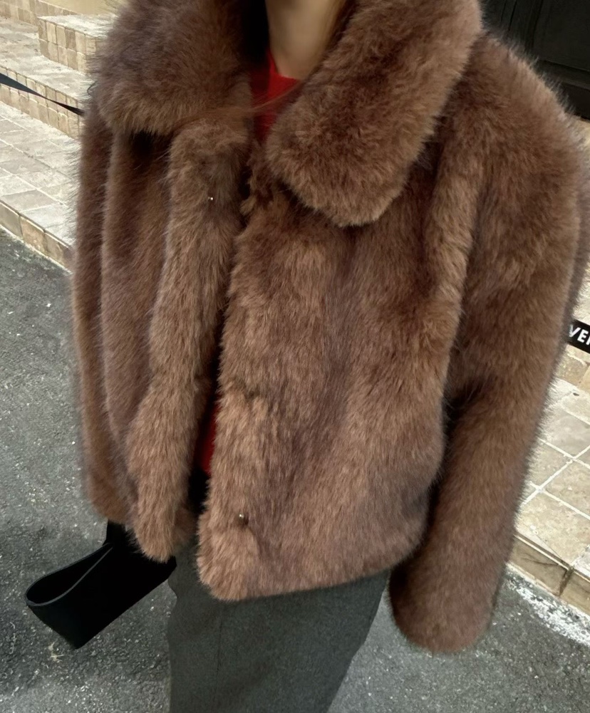 BINUS東大門㊣代購女士新品人氣時尚25秋冬推薦短款大衣狐貍BINUS短款大衣