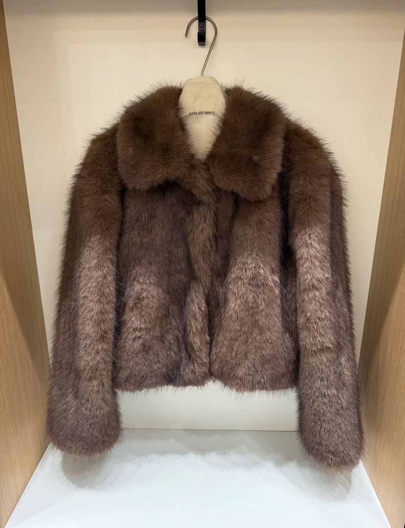 BINUS東大門㊣代購女士新品人氣時尚25秋冬推薦短款大衣狐貍BINUS短款大衣