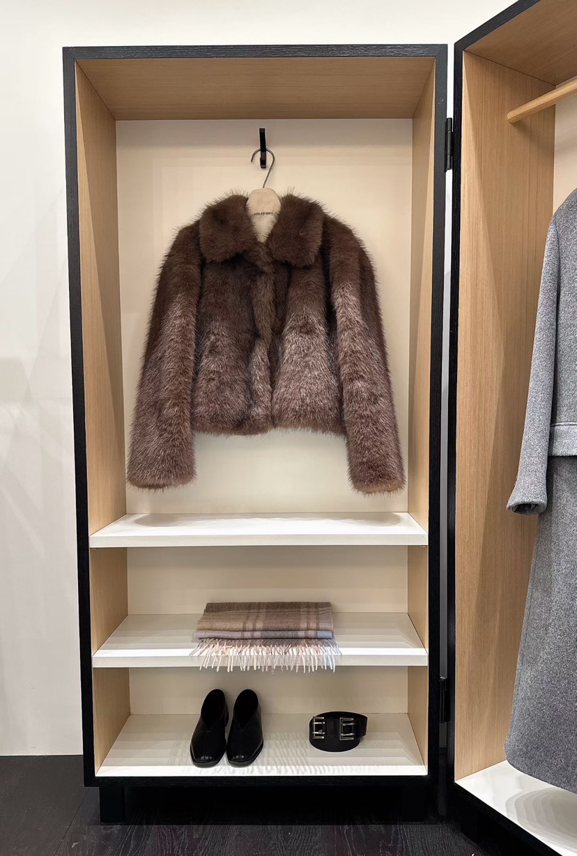 BINUS東大門㊣代購女士新品人氣時尚25秋冬推薦短款大衣狐貍BINUS短款大衣