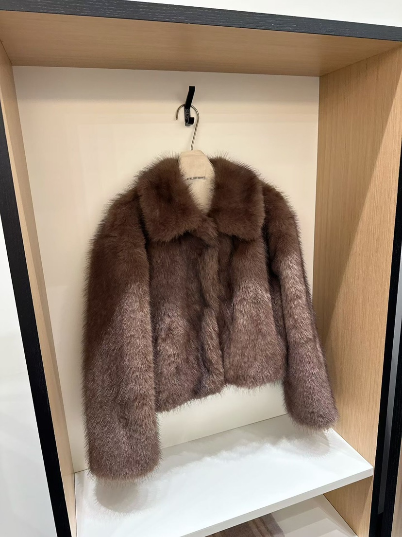 BINUS東大門㊣代購女士新品人氣時尚25秋冬推薦短款大衣狐貍BINUS短款大衣