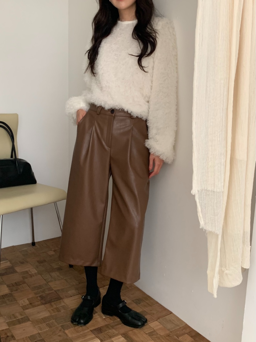 MOSMOS東大門㊣實拍女裝新款職業真品熱賣時尚推薦休閑褲皮革MOSMOS休閑褲