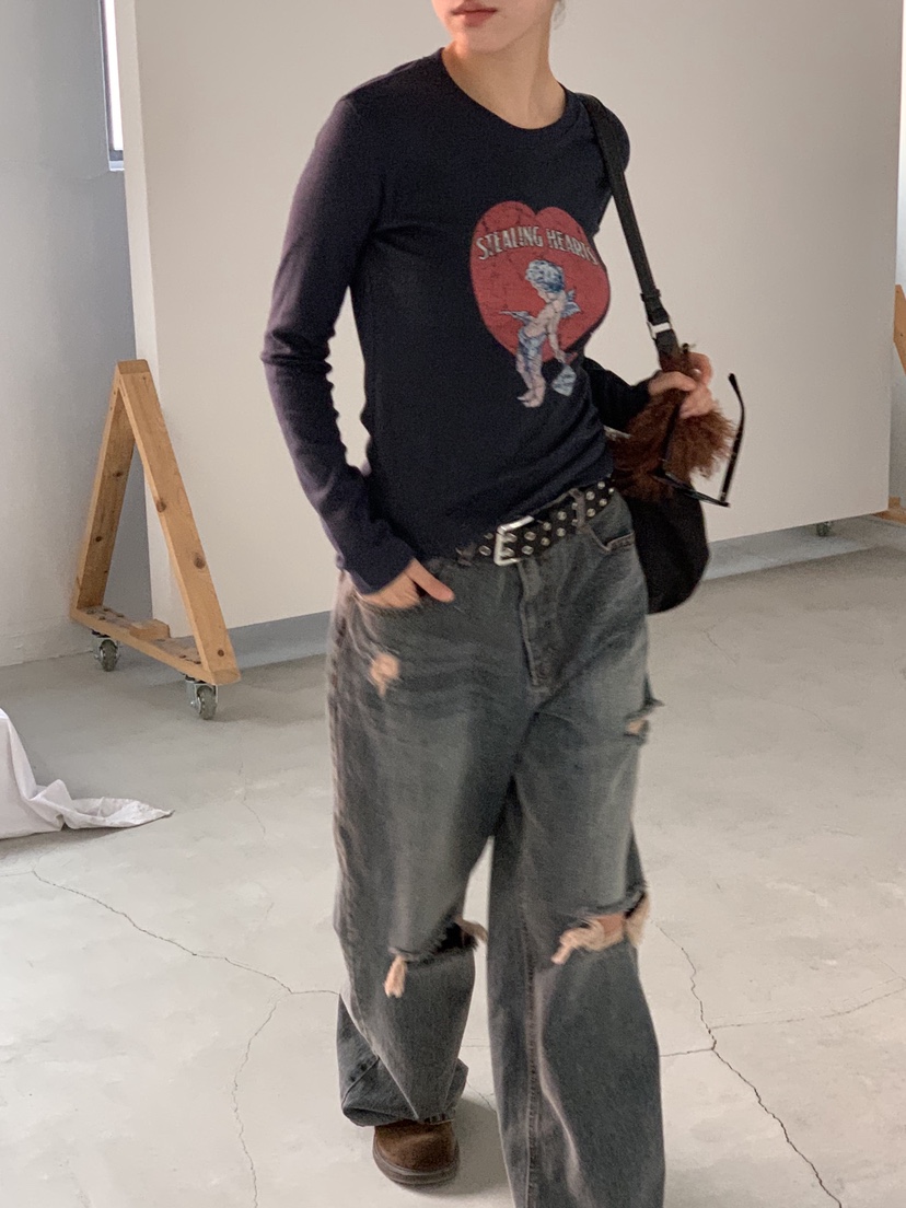 SUNDER MARKET韓國直郵㊣女士新款休閑熱賣25秋冬時尚長袖T恤SUNDER MARKET長袖T恤