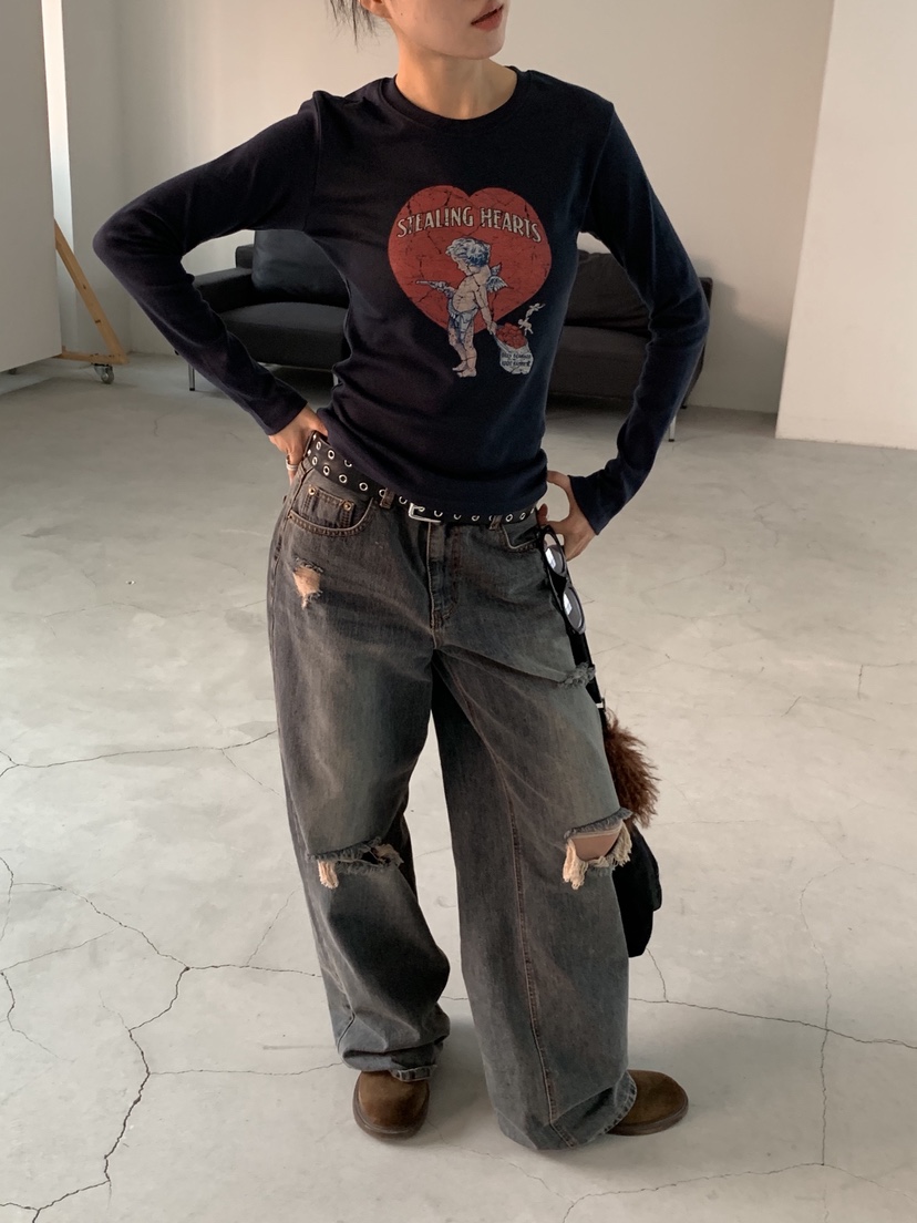 SUNDER MARKET韓國直郵㊣女士新款休閑熱賣25秋冬時尚長袖T恤SUNDER MARKET長袖T恤