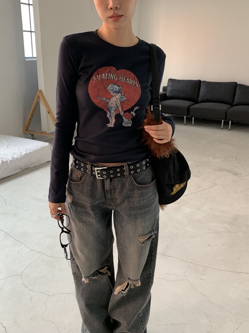 SUNDER MARKET韓國直郵㊣女士新款休閑熱賣25秋冬時尚長袖T恤SUNDER MARKET長袖T恤