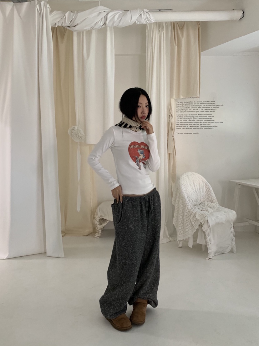 SUNDER MARKET韓國直郵㊣女士新款休閑熱賣25秋冬時尚長袖T恤SUNDER MARKET長袖T恤