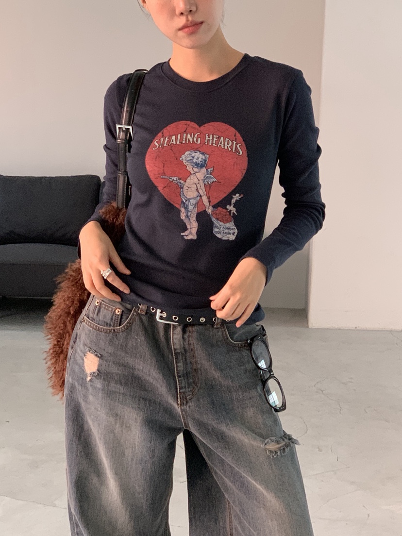 SUNDER MARKET韓國直郵㊣女士新款休閑熱賣25秋冬時尚長袖T恤SUNDER MARKET長袖T恤圖色1