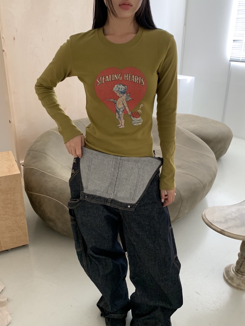 SUNDER MARKET韓國直郵㊣女士新款休閑熱賣25秋冬時尚長袖T恤SUNDER MARKET長袖T恤圖色2