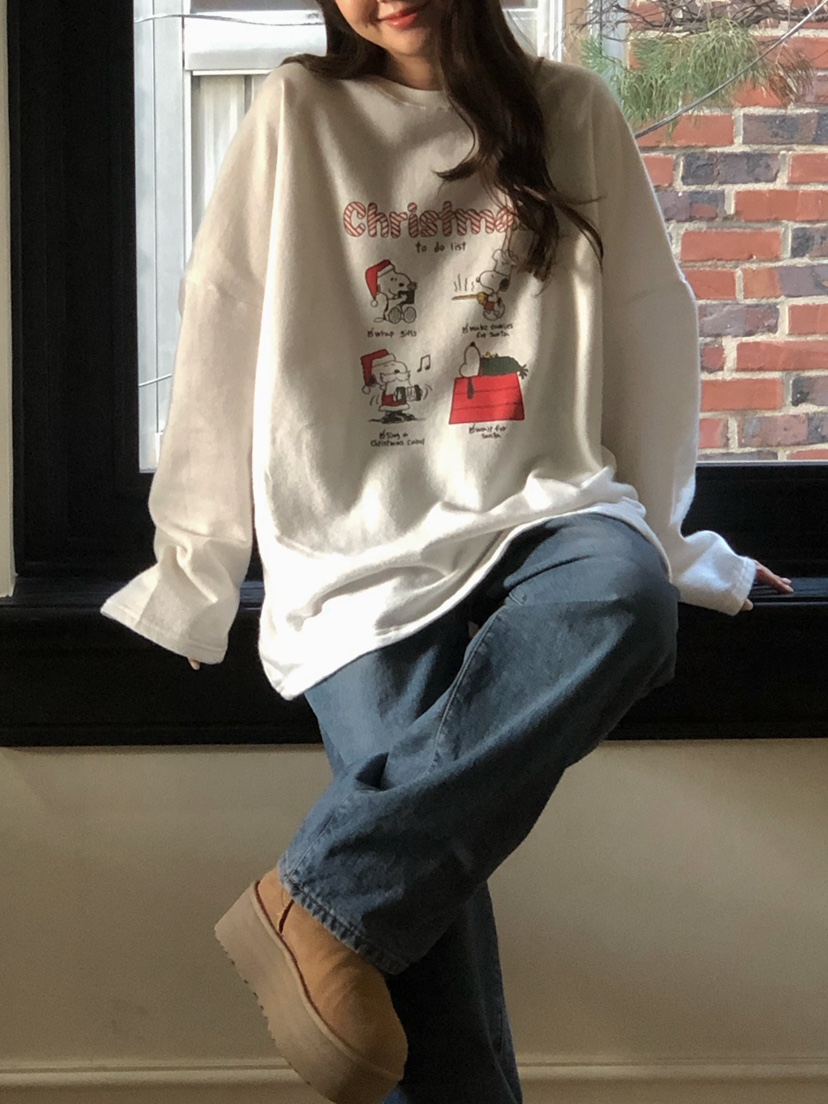 ONDO-P東大門㊣代購女士新品休閑熱賣25秋冬長袖T恤史努比ONDO-P長袖T恤