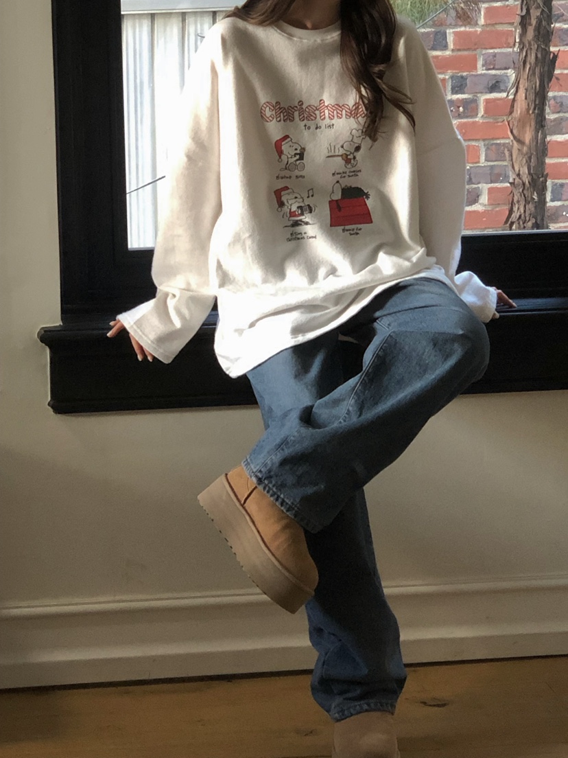 ONDO-P東大門㊣代購女士新品休閑熱賣25秋冬長袖T恤史努比ONDO-P長袖T恤