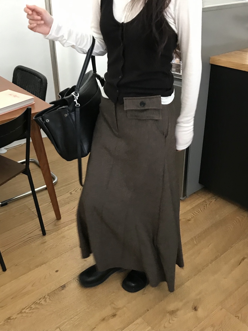 ESCHER東大門㊣直郵女裝新品熱賣職業25秋冬休閑長裙含腰包ESCHER長裙