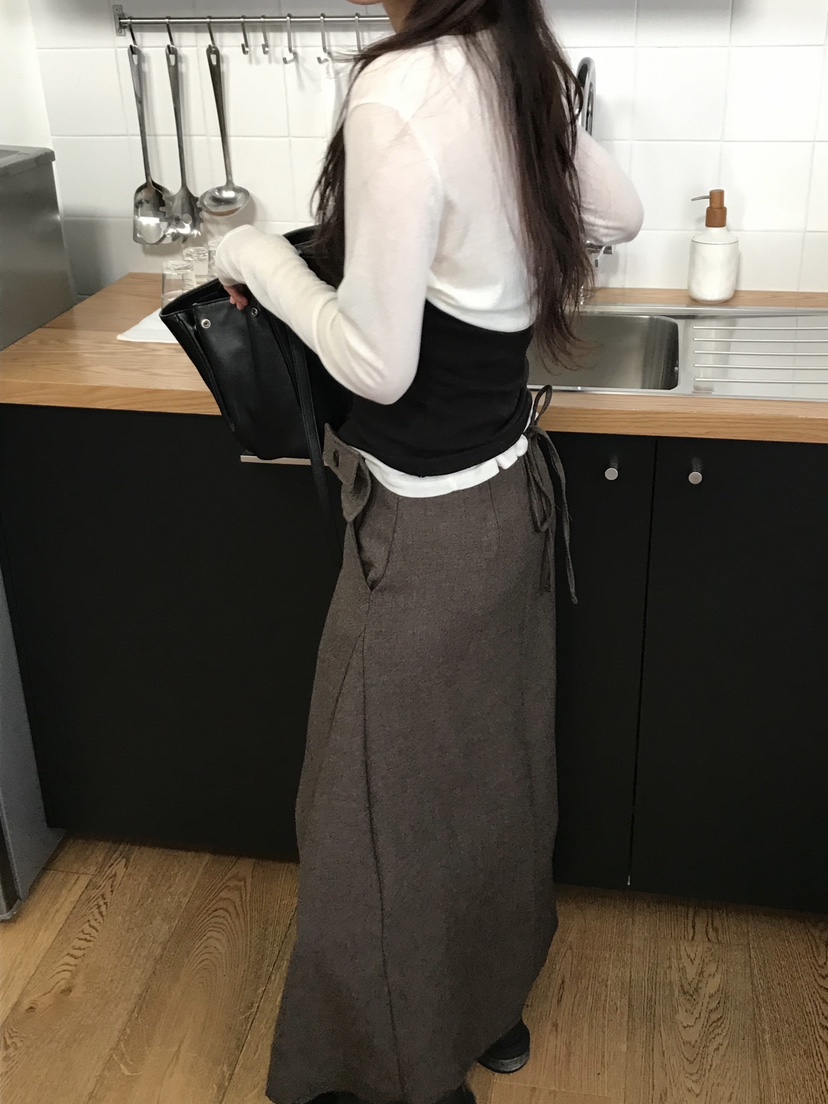 ESCHER東大門㊣直郵女裝新品熱賣職業25秋冬休閑長裙含腰包ESCHER長裙