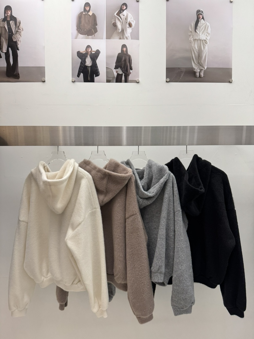 AMOOD韓國代購㊣女士新款推薦熱賣時尚25秋冬夾克安哥拉羊毛拉鏈AMOOD夾克