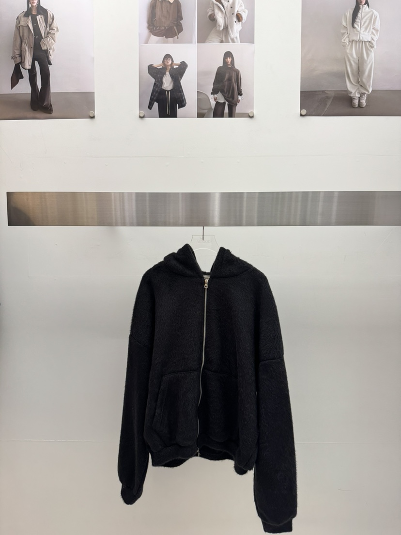 AMOOD韓國代購㊣女士新款推薦熱賣時尚25秋冬夾克安哥拉羊毛拉鏈AMOOD夾克圖色4