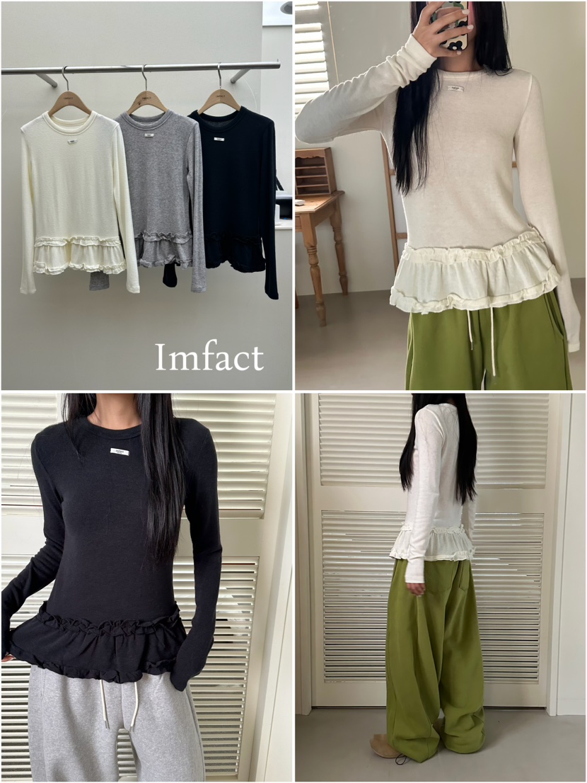 I MFACT東大門㊣直郵女裝新款時尚休閑25秋冬長袖T恤安哥拉I MFACT長袖T恤