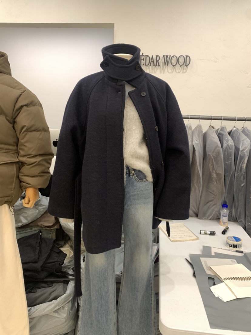 CEDARWOOD東大門㊣直郵女裝新款時尚真品推薦熱賣短款大衣腰帶CEDAR WOOD短款大衣圖色2