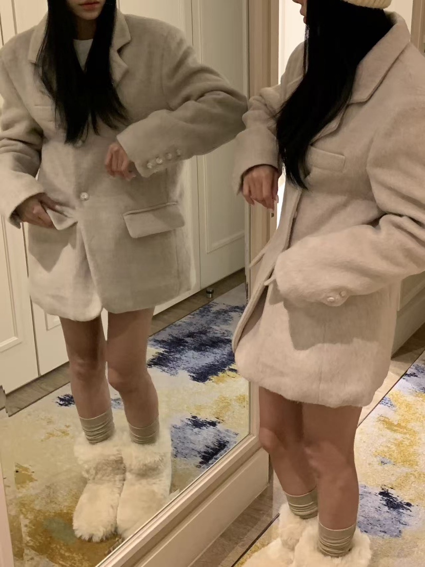 BADCALM東大門㊣代購女裝新品真品時尚人氣職業25秋冬夾克馬海毛BADCALM夾克