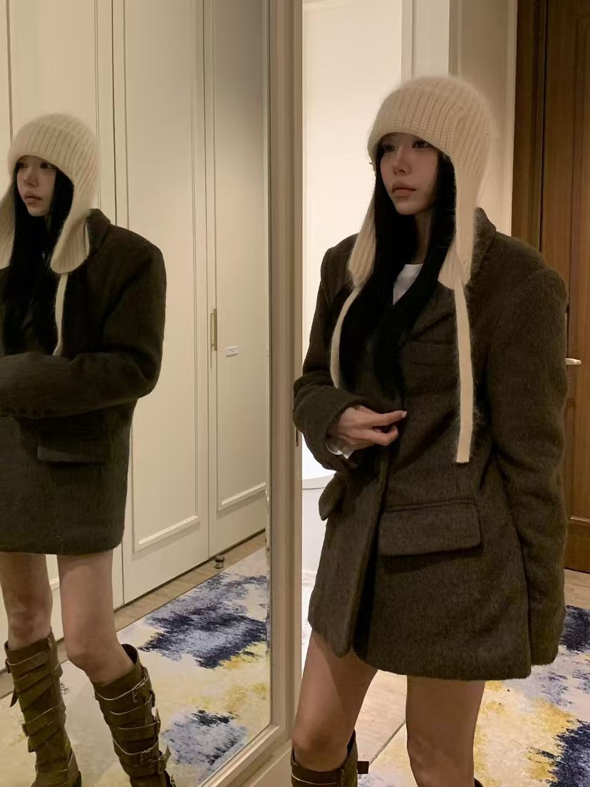 BADCALM東大門㊣代購女裝新品真品時尚人氣職業25秋冬夾克馬海毛BADCALM夾克