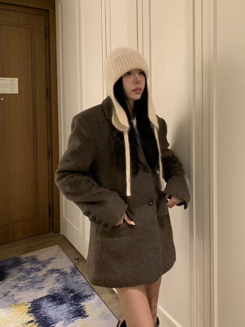 BADCALM東大門㊣代購女裝新品真品時尚人氣職業25秋冬夾克馬海毛BADCALM夾克