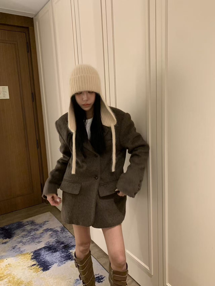 BADCALM東大門㊣代購女裝新品真品時尚人氣職業25秋冬夾克馬海毛BADCALM夾克