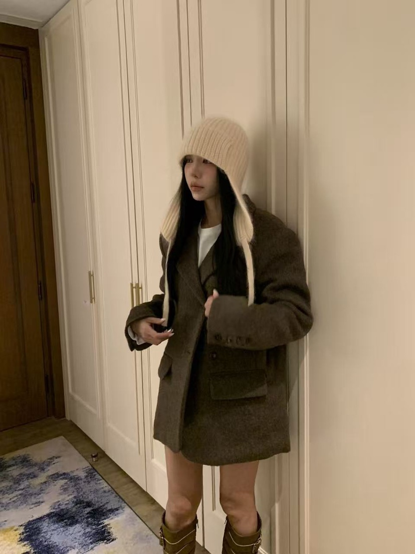 BADCALM東大門㊣代購女裝新品真品時尚人氣職業25秋冬夾克馬海毛BADCALM夾克