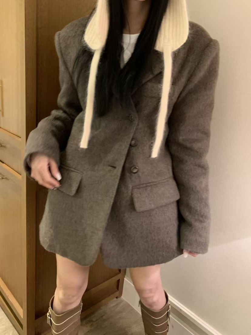 BADCALM東大門㊣代購女裝新品真品時尚人氣職業25秋冬夾克馬海毛BADCALM夾克