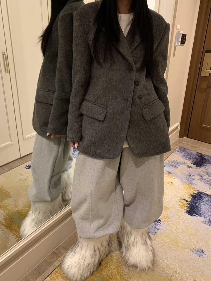 BADCALM東大門㊣代購女裝新品真品時尚人氣職業25秋冬夾克馬海毛BADCALM夾克