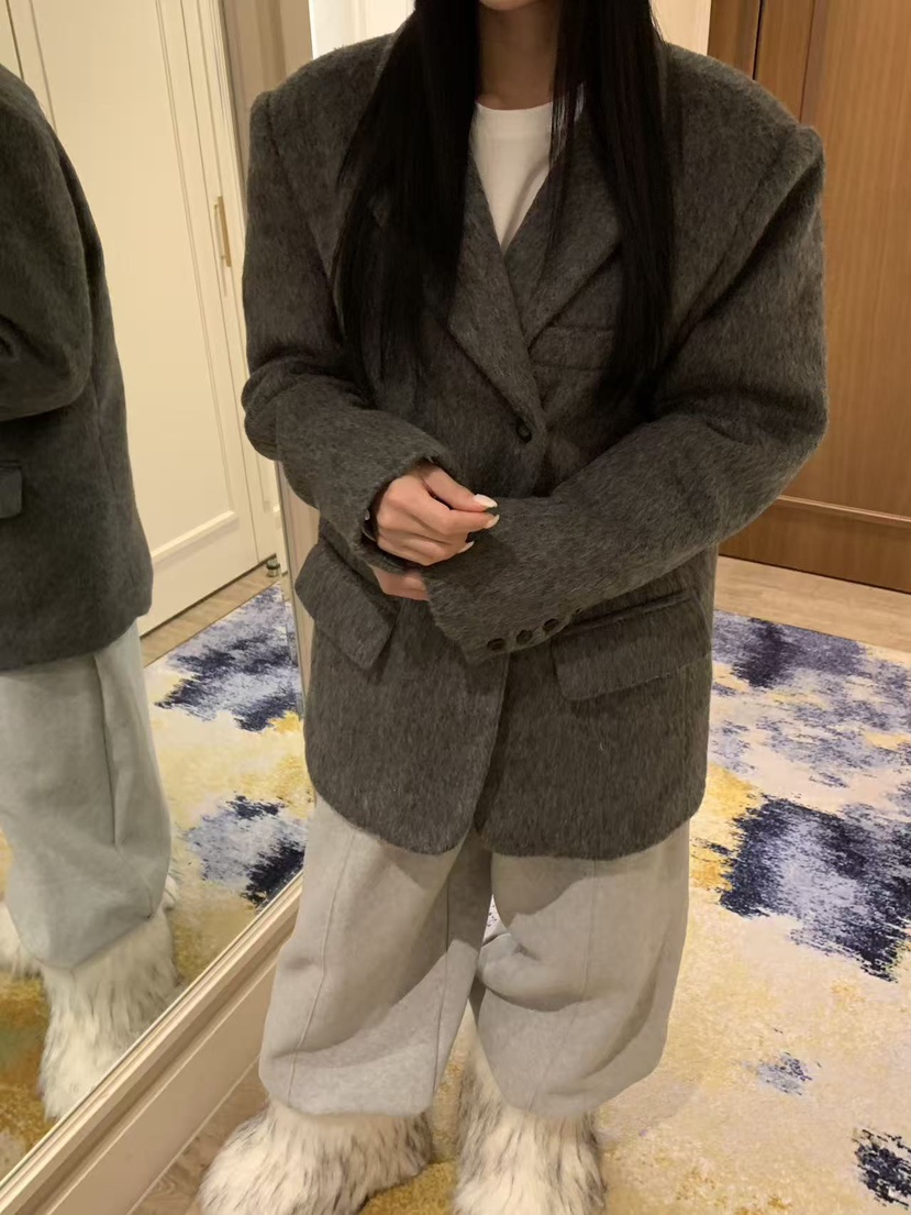 BADCALM東大門㊣代購女裝新品真品時尚人氣職業25秋冬夾克馬海毛BADCALM夾克