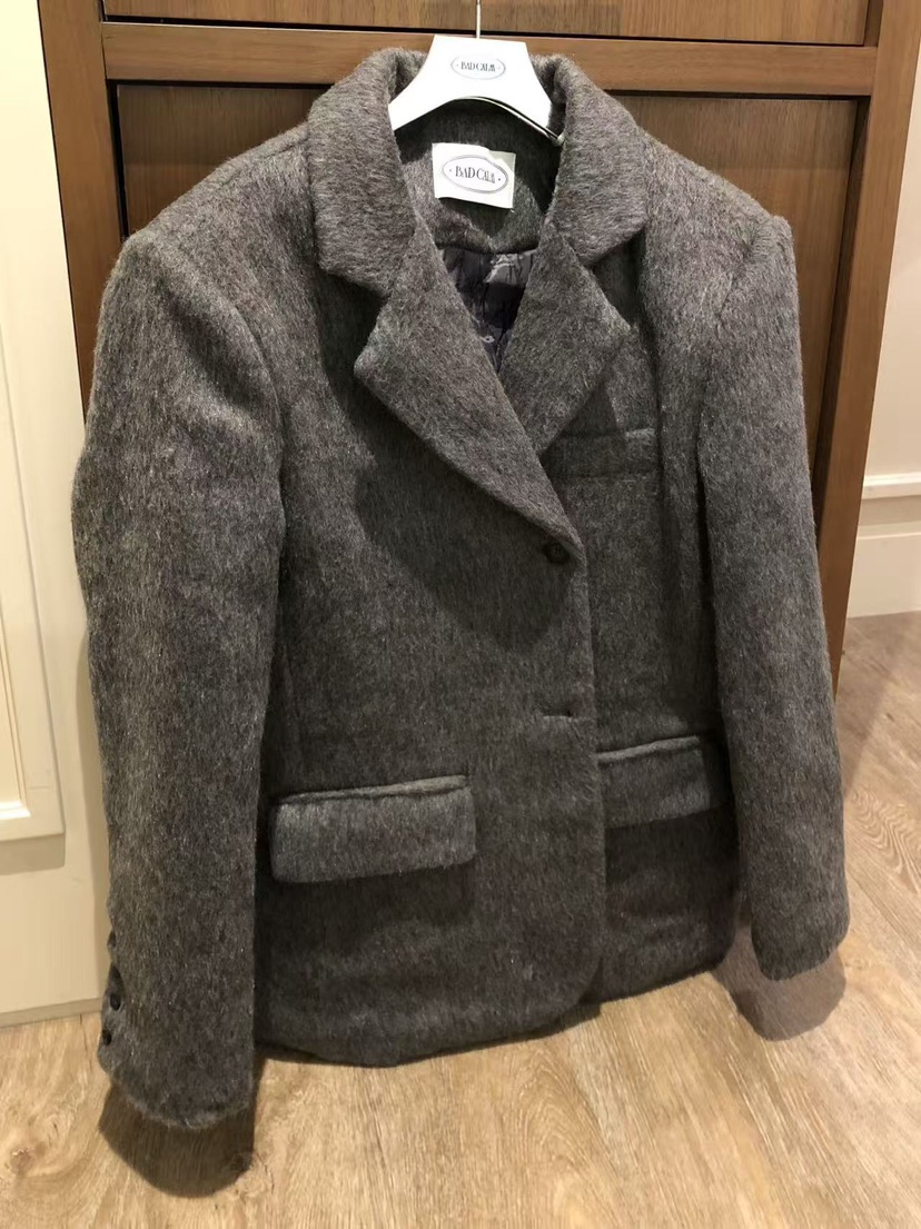 BADCALM東大門㊣代購女裝新品真品時尚人氣職業25秋冬夾克馬海毛BADCALM夾克