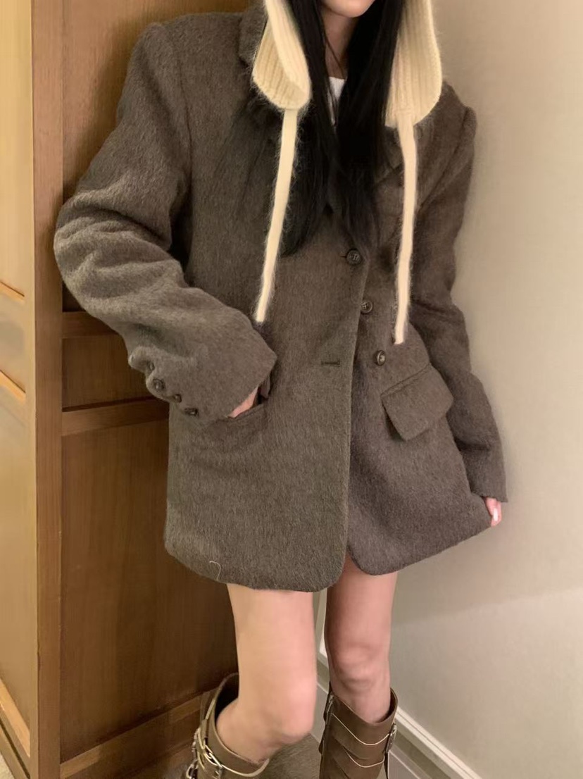 BADCALM東大門㊣代購女裝新品真品時尚人氣職業25秋冬夾克馬海毛BADCALM夾克圖色3