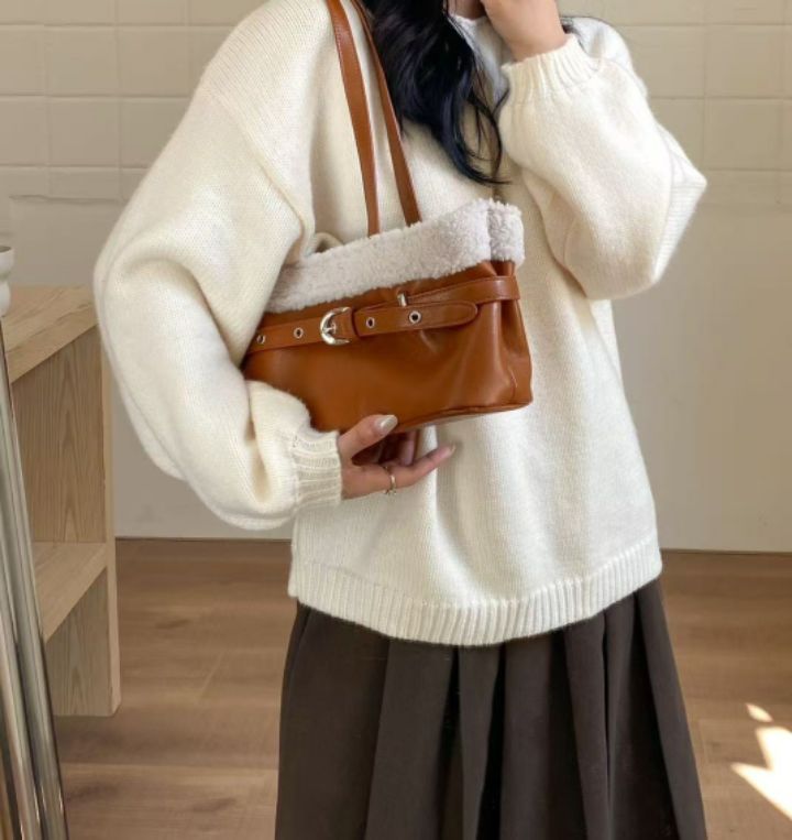 TROUVAILLE韓國代購㊣女士新品時尚人氣真品推薦單肩斜跨包絨TROUVAILLE單肩/斜跨包