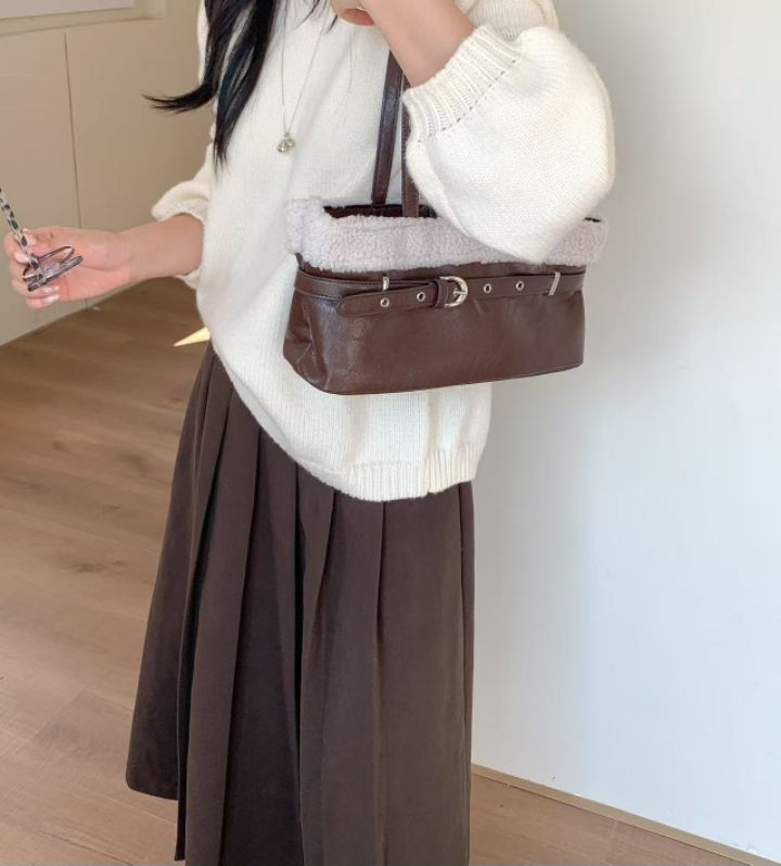 TROUVAILLE韓國代購㊣女士新品時尚人氣真品推薦單肩斜跨包絨TROUVAILLE單肩/斜跨包