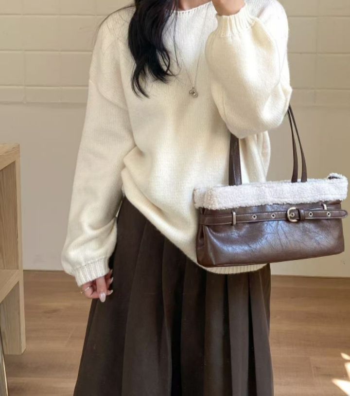 TROUVAILLE韓國代購㊣女士新品時尚人氣真品推薦單肩斜跨包絨TROUVAILLE單肩/斜跨包