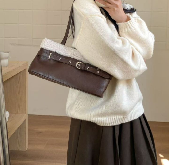 TROUVAILLE韓國代購㊣女士新品時尚人氣真品推薦單肩斜跨包絨TROUVAILLE單肩/斜跨包