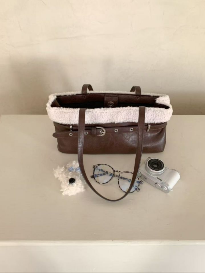 TROUVAILLE韓國代購㊣女士新品時尚人氣真品推薦單肩斜跨包絨TROUVAILLE單肩/斜跨包