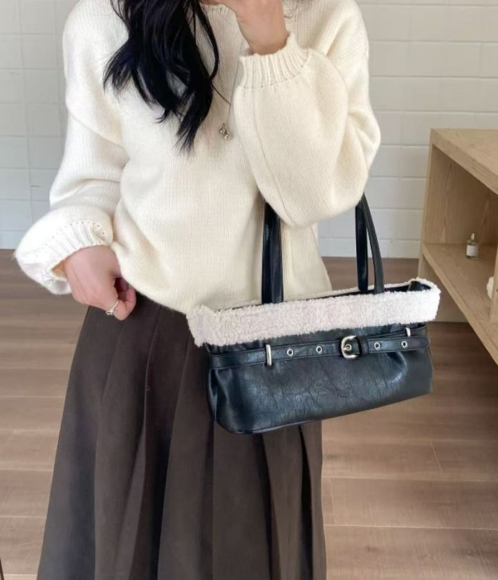 TROUVAILLE韓國代購㊣女士新品時尚人氣真品推薦單肩斜跨包絨TROUVAILLE單肩/斜跨包圖色1