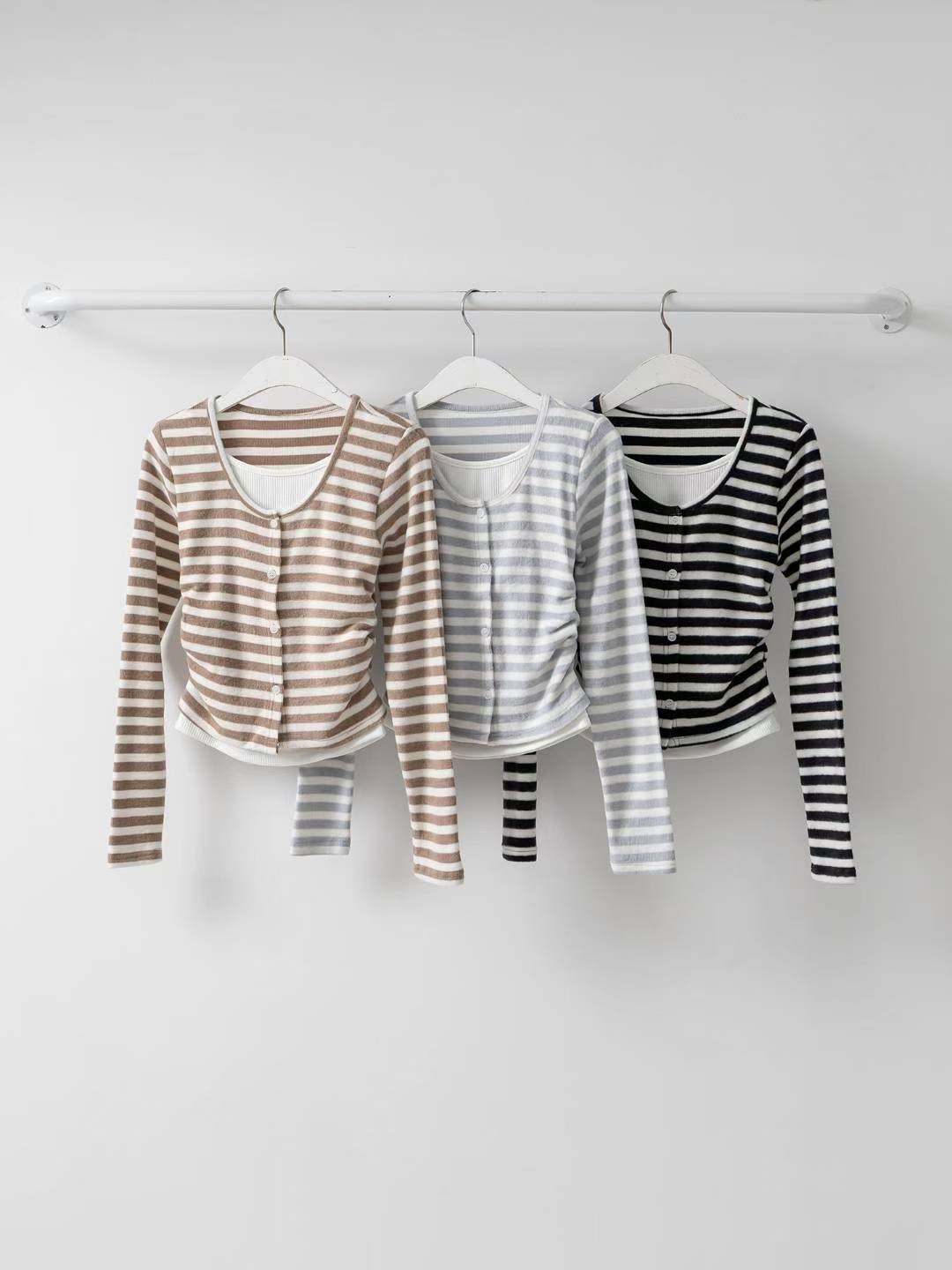 JOY-조이-T韓國直郵㊣女裝新款熱賣休閑人氣長袖T恤假兩件JOY-조이-T長袖T恤圖色2左二色