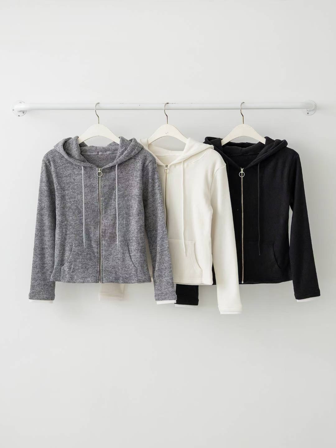 JOY-조이-T韓國代購㊣女裝新品真品人氣夾克連帽衫拉鏈柔軟JOY-조이-T夾克圖色2左二色