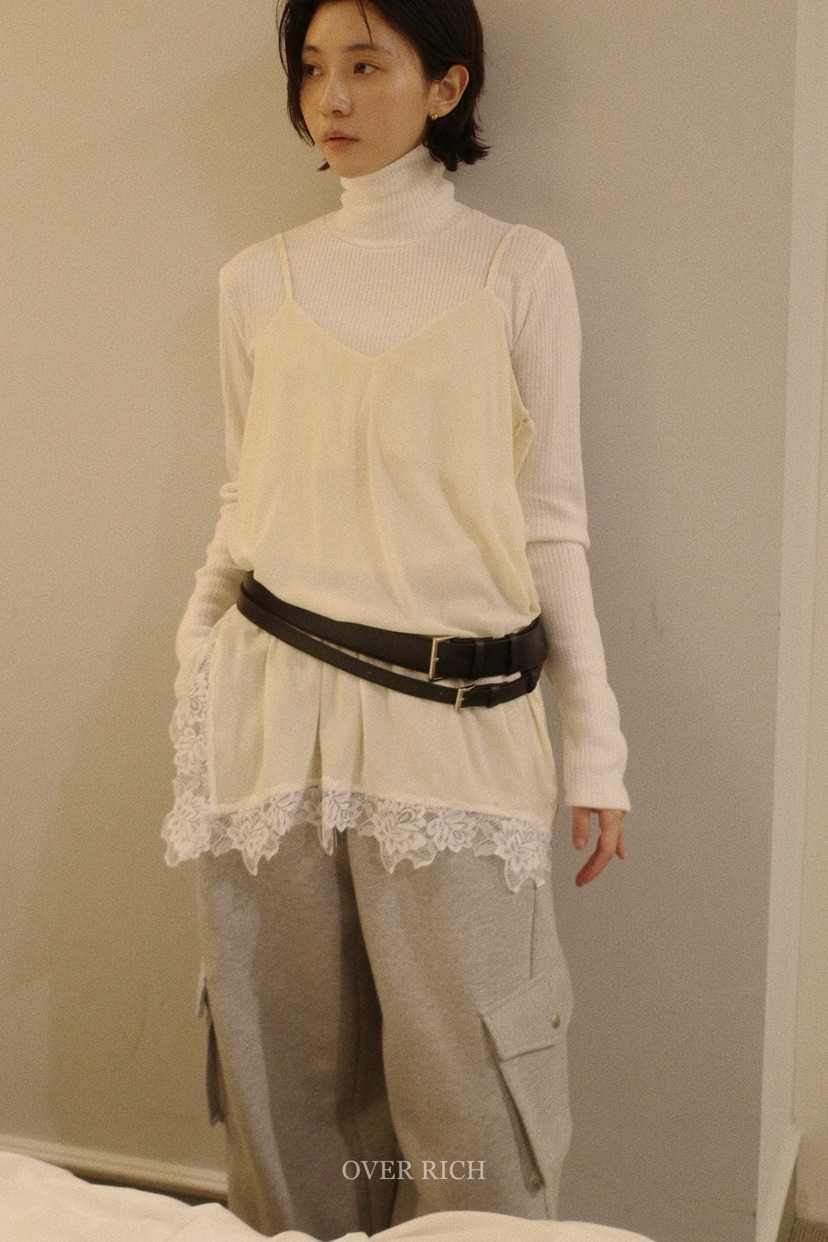 OVER RICH東大門㊣實拍女裝新品推薦25秋冬吊帶背心天鵝絨蕾絲OVER RICH吊帶/背心