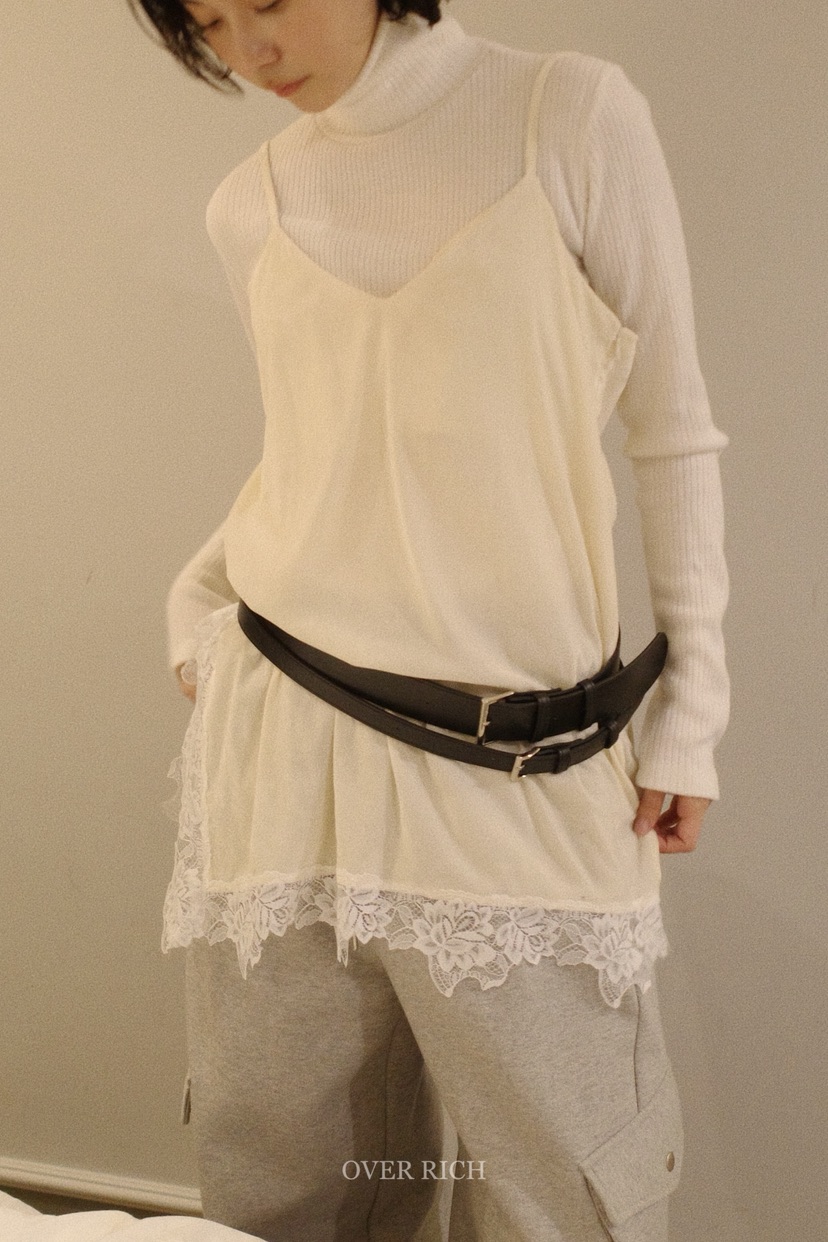 OVER RICH東大門㊣實拍女裝新品推薦25秋冬吊帶背心天鵝絨蕾絲OVER RICH吊帶/背心