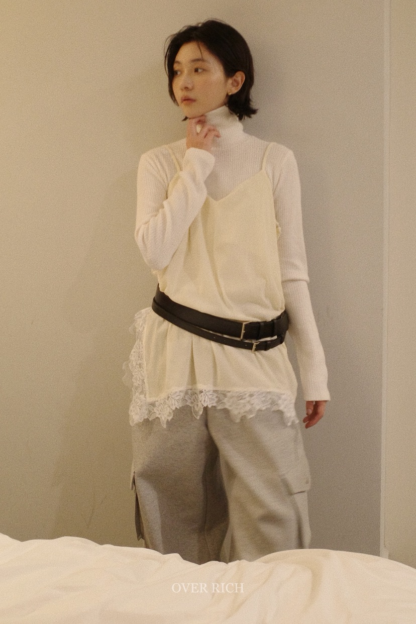OVER RICH東大門㊣實拍女裝新品推薦25秋冬吊帶背心天鵝絨蕾絲OVER RICH吊帶/背心