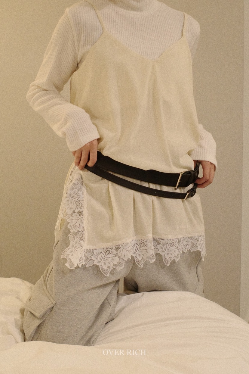 OVER RICH東大門㊣實拍女裝新品推薦25秋冬吊帶背心天鵝絨蕾絲OVER RICH吊帶/背心