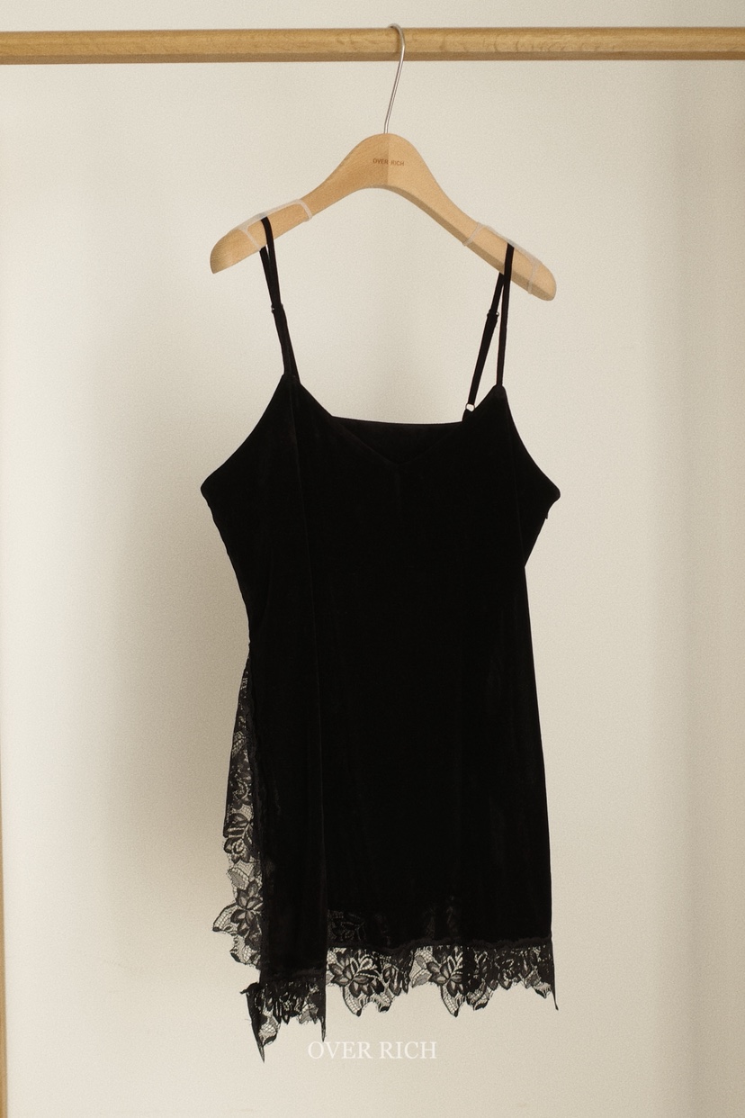 OVER RICH東大門㊣實拍女裝新品推薦25秋冬吊帶背心天鵝絨蕾絲OVER RICH吊帶/背心圖色3
