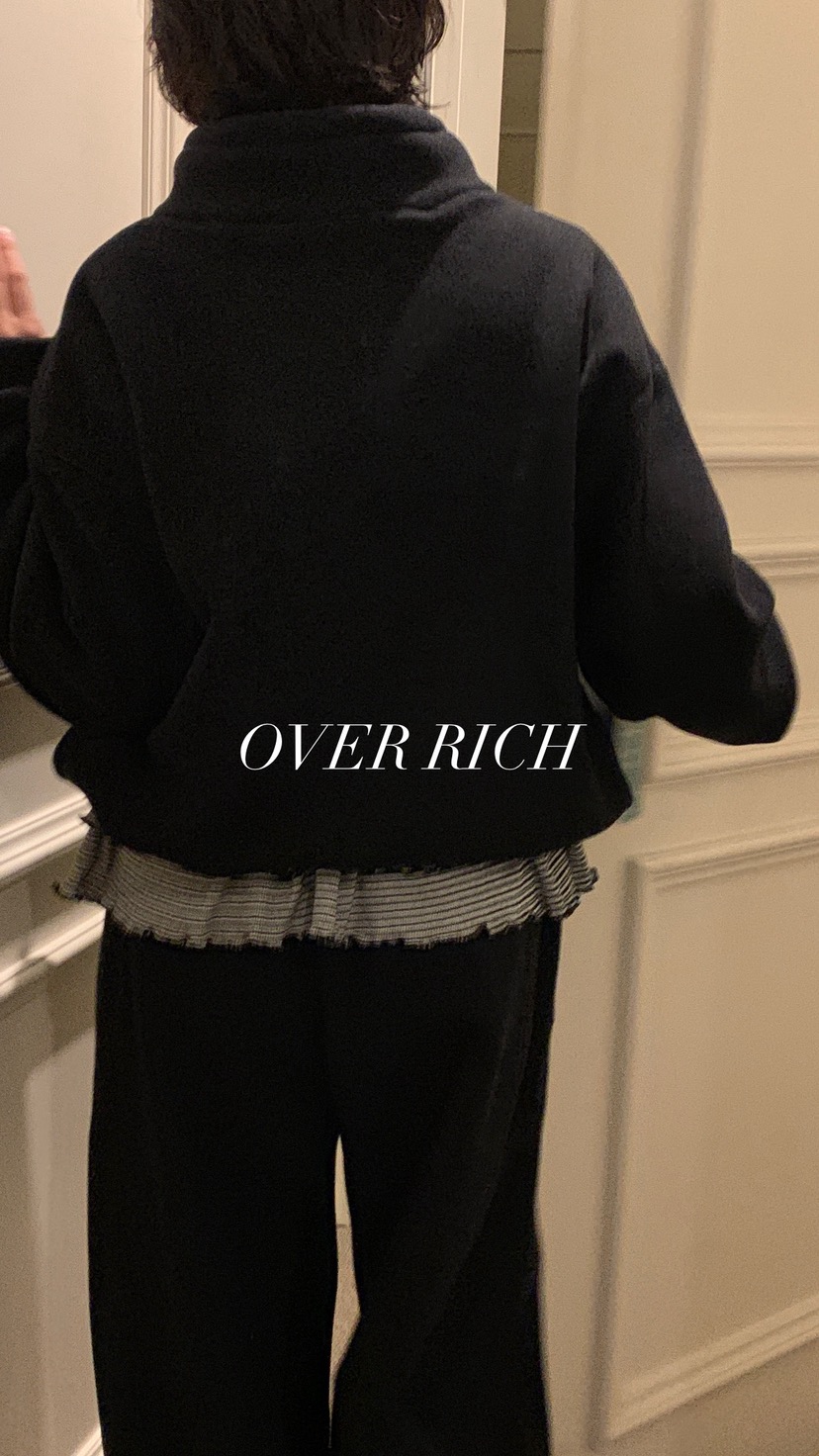 OVER RICH東大門㊣代購女裝新款人氣時尚職業25秋冬衛衣拉鏈OVER RICH衛衣