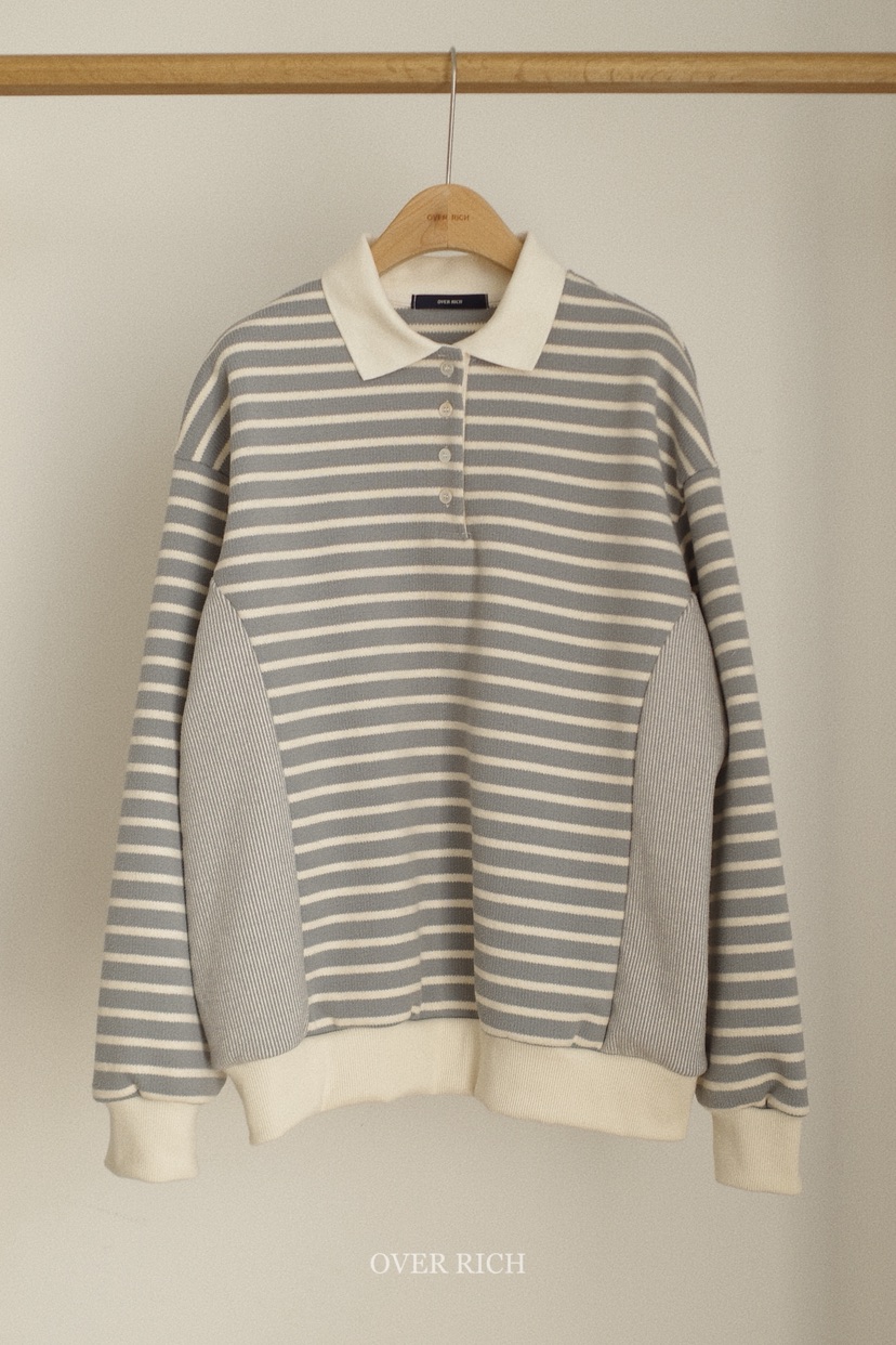 OVER RICH東大門㊣直郵女士新款職業時尚人氣熱賣衛衣條紋OVER RICH衛衣圖色1