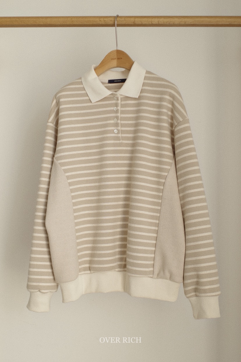 OVER RICH東大門㊣直郵女士新款職業時尚人氣熱賣衛衣條紋OVER RICH衛衣圖色2